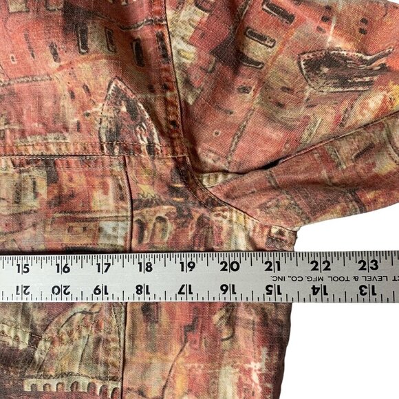 Chico’s Women's Rooftop Print Button Up Casual Cotton Denim Jacket Size 2 - Picture 4 of 7